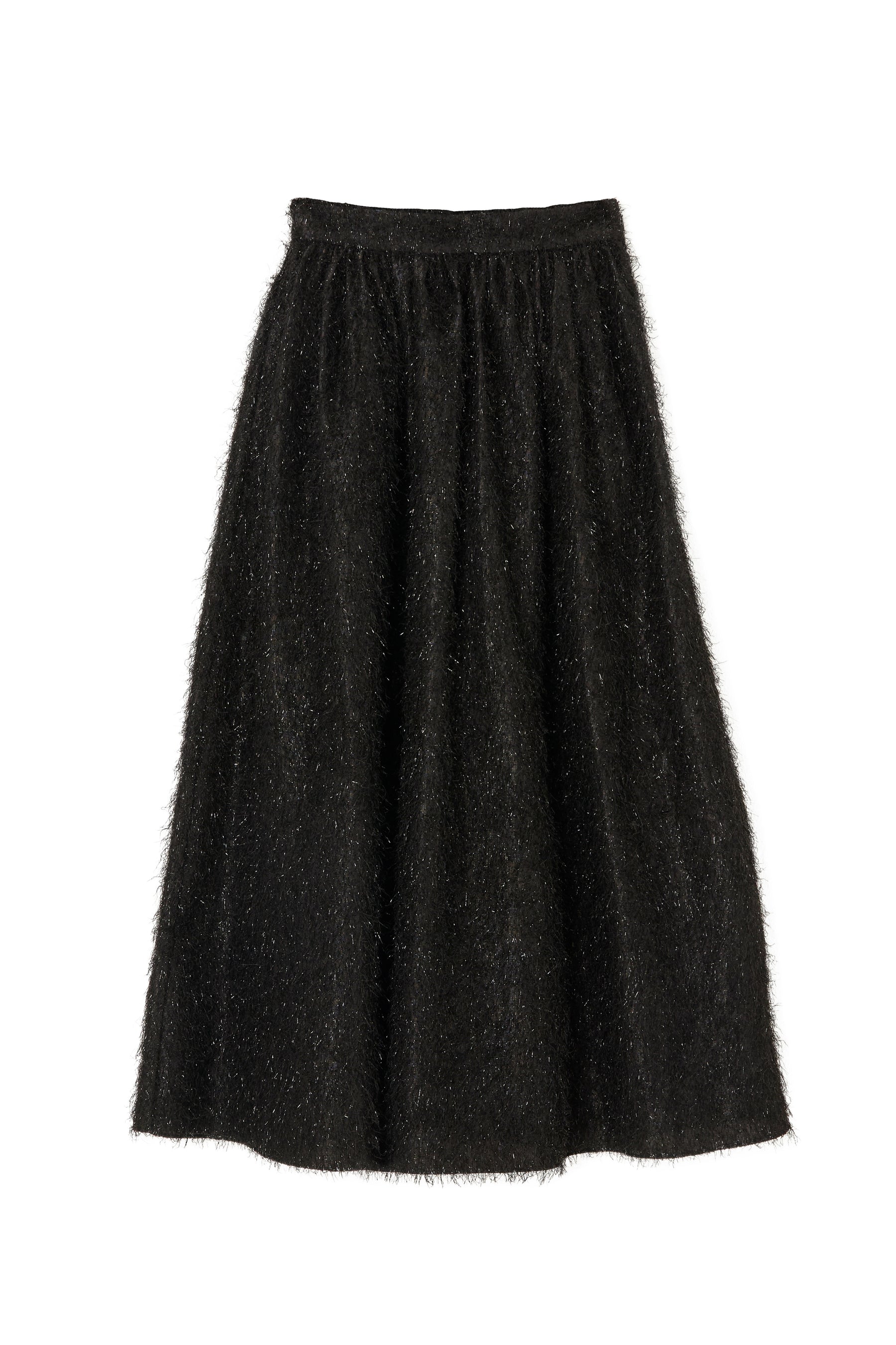 [black / apricot] Shaggy Volume Skirt