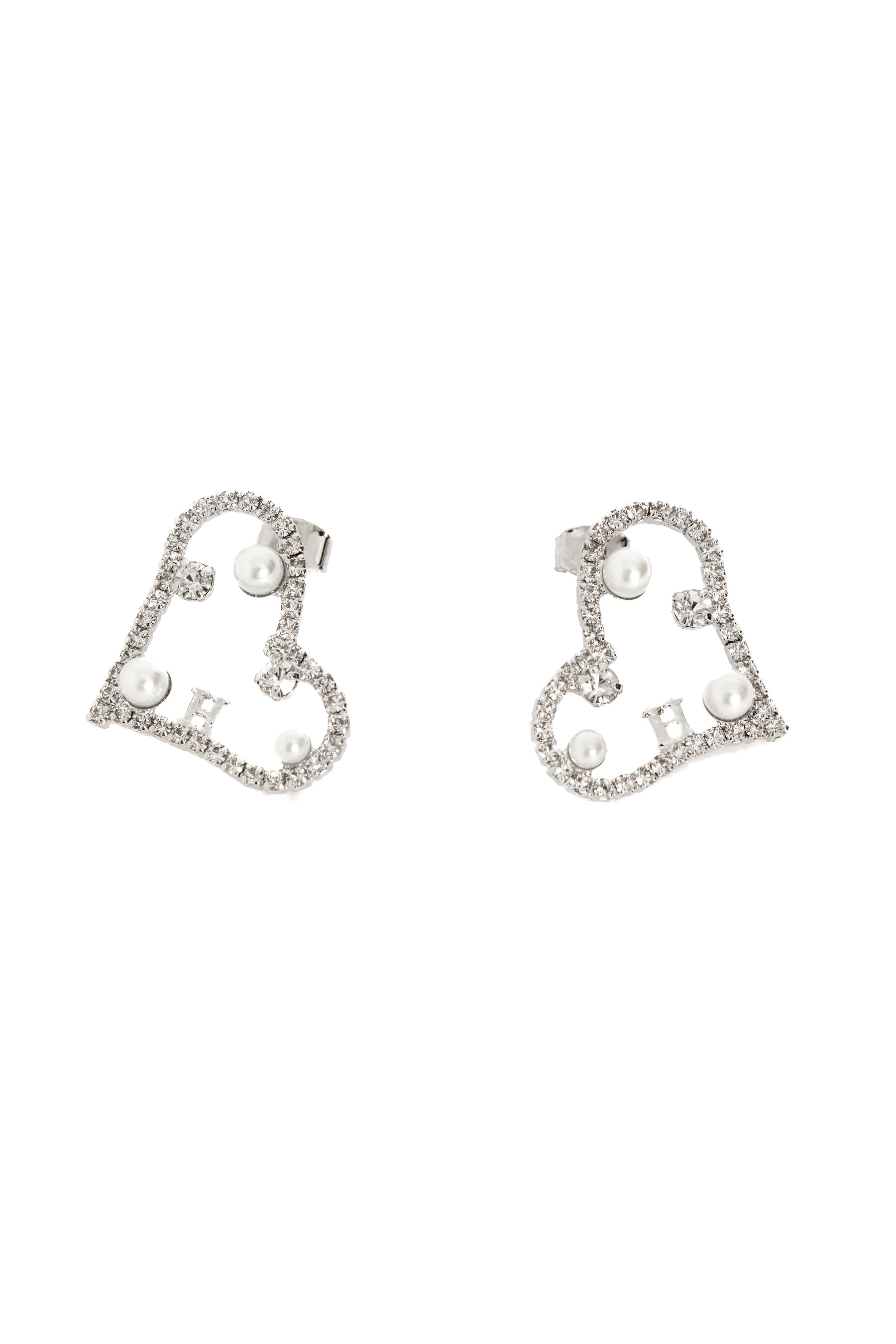 Crystal Heart Shaped Pierced Earrings