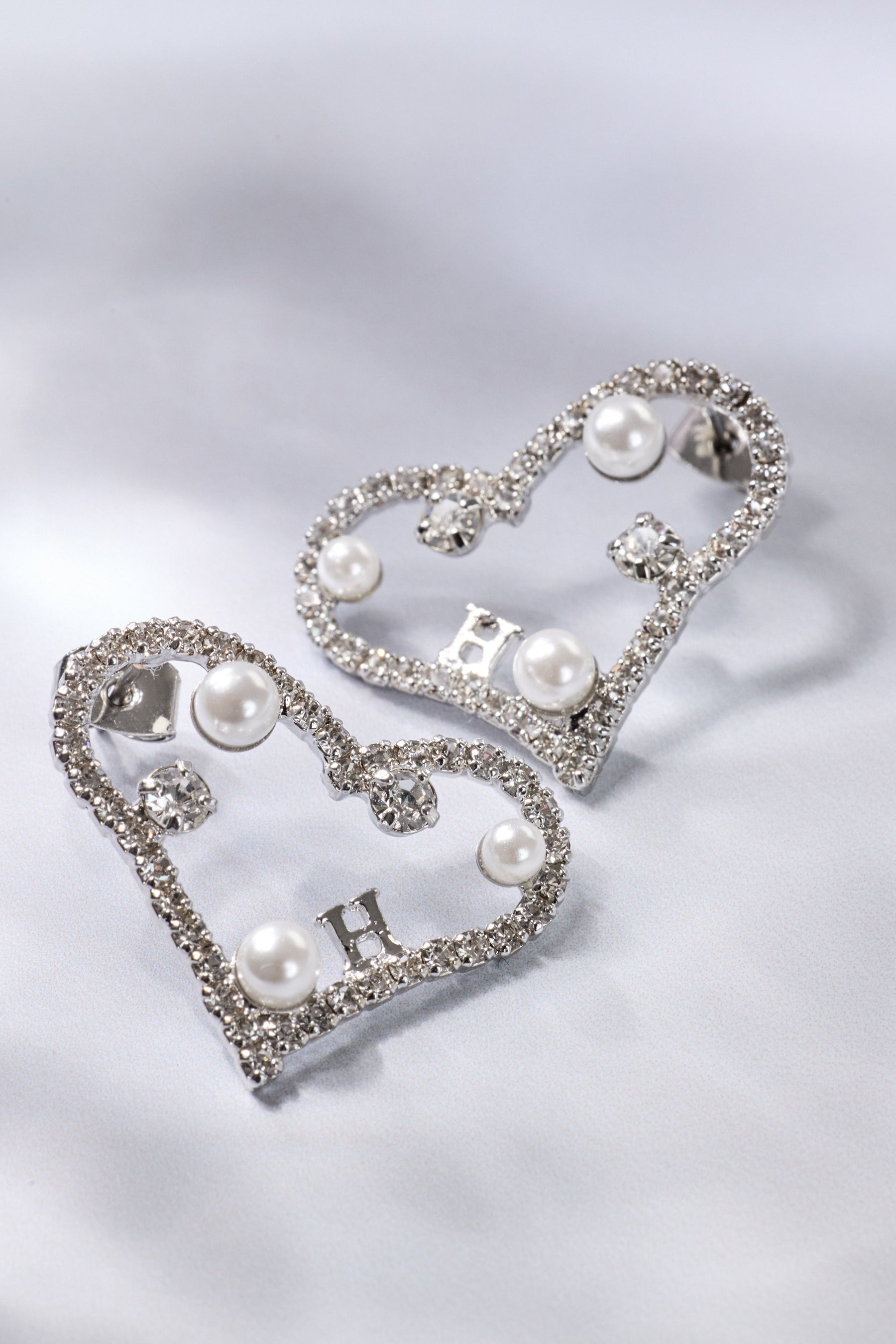 Crystal Heart Shaped Pierced Earrings