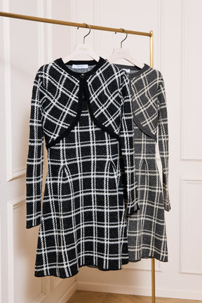 【1月中旬発送】【gray】Pantheon Checked Knit Dress