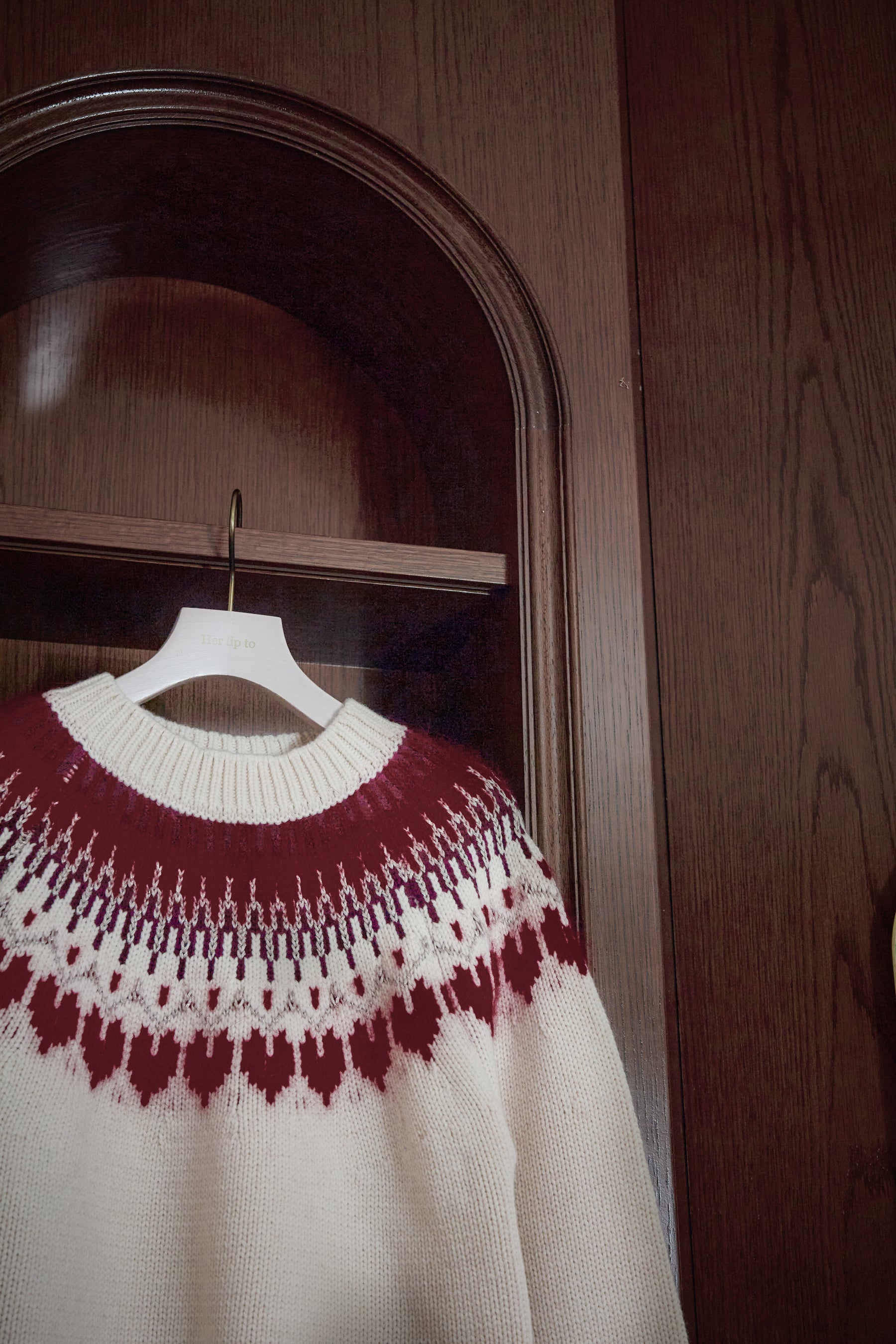 【新色】【red】Heart Fair Isle Knit Pullover