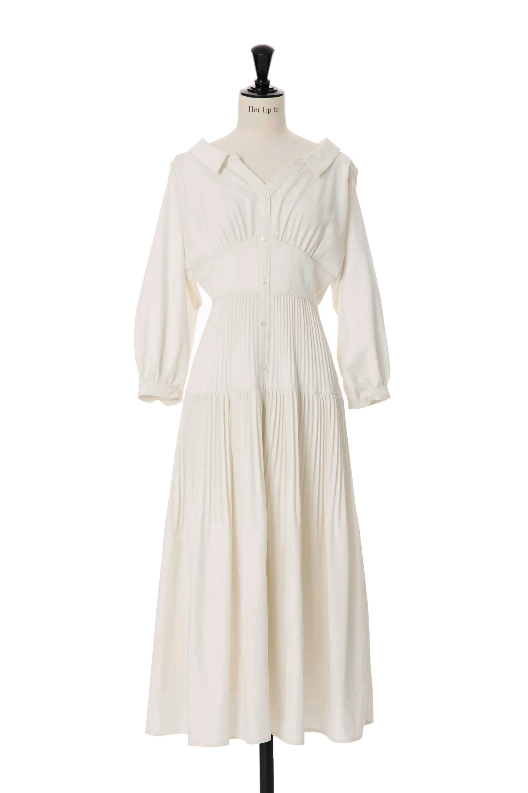 【新色】Pleated Open Shirt Dress