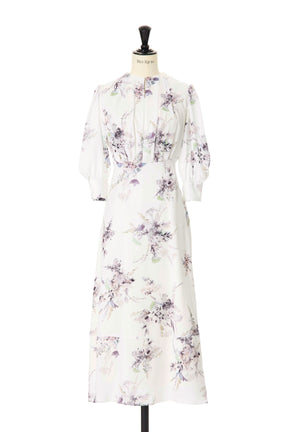 [Shipped in late April][pearl white]French Bouquet Puff Sleeve Dress