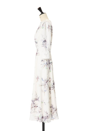 [Shipped in late April][pearl white]French Bouquet Puff Sleeve Dress