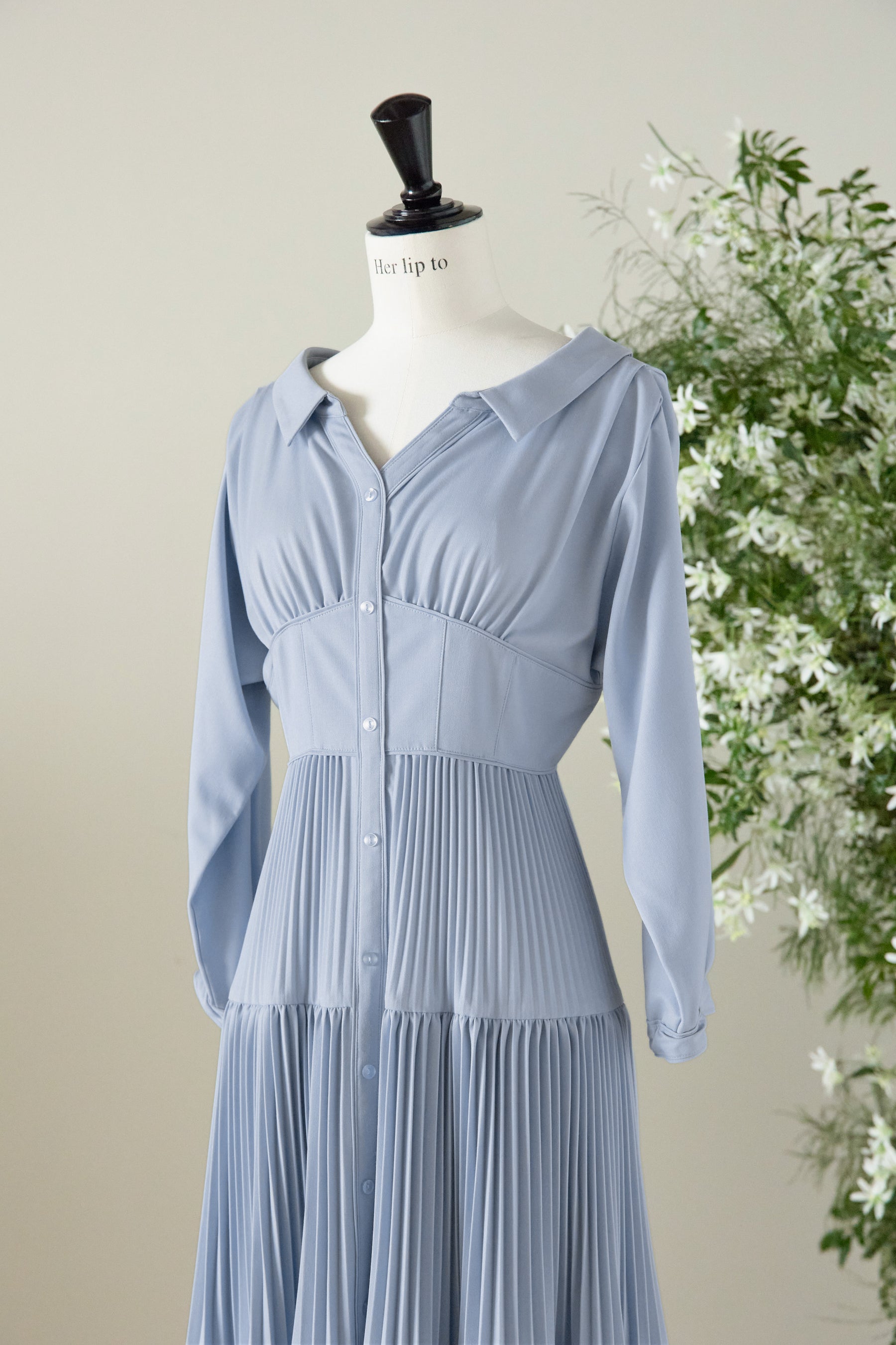 【新色】Pleated Open Shirt Dress