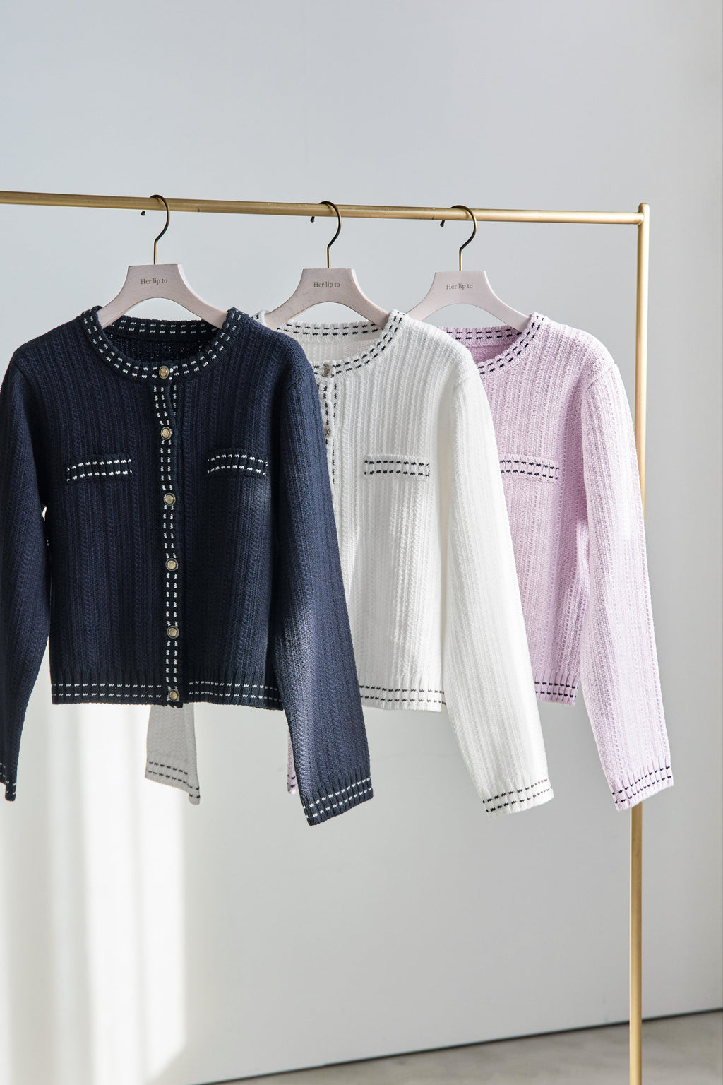 トップス Herlipto Cotton-Blend Jacquard Cardigan Cotton-Blend Jacquard Cardigan