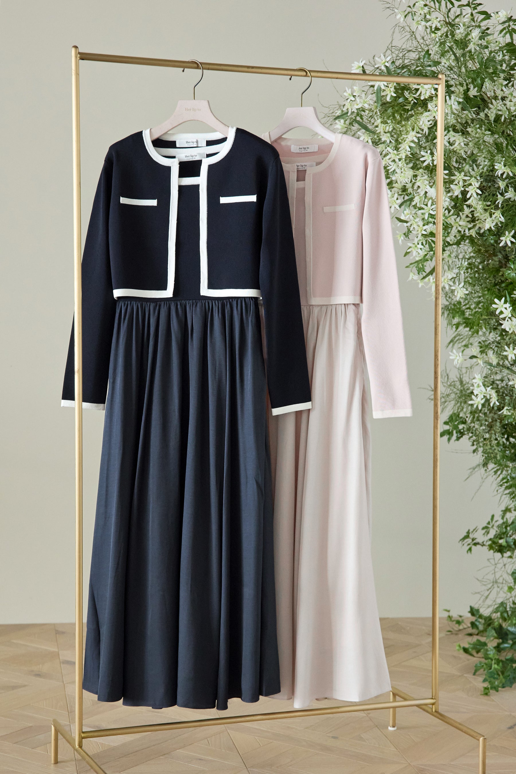 【4月下旬發送】Bicolor Knit Dress Set