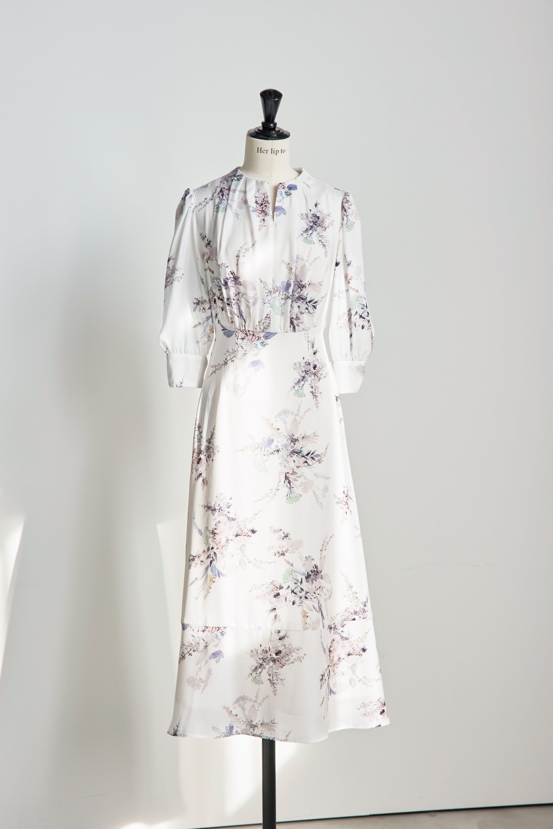 [Shipped in late April][pearl white]French Bouquet Puff Sleeve Dress