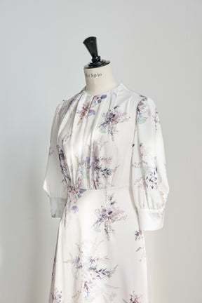 [Shipped in late April][pearl white]French Bouquet Puff Sleeve Dress