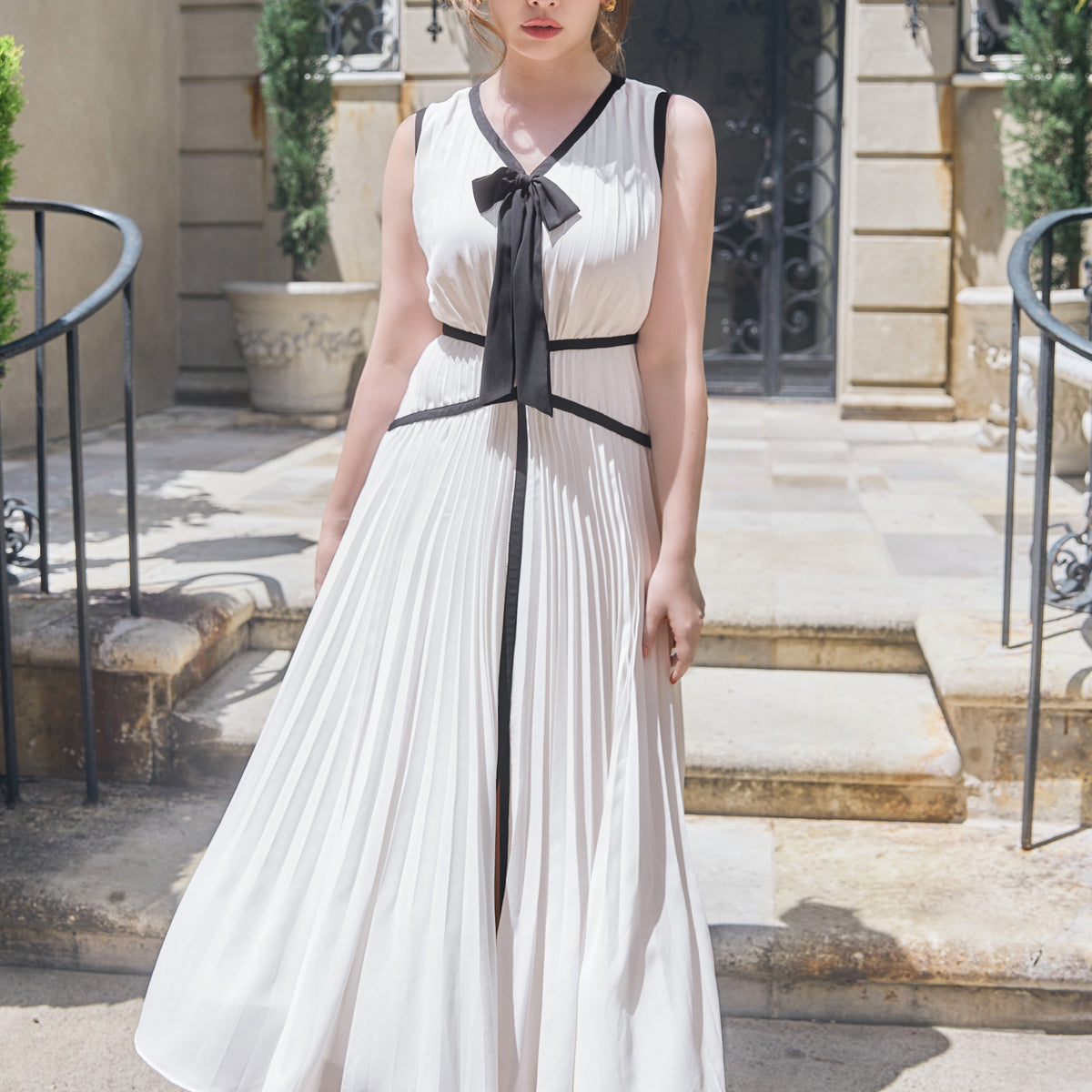 ワンピース herlipto Formentera Pleated BicolorDress Formentera Pleated Bicolor Dress
