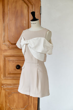 Bicolor Ribbon-Motif Romper