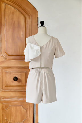 Bicolor Ribbon-Motif Romper