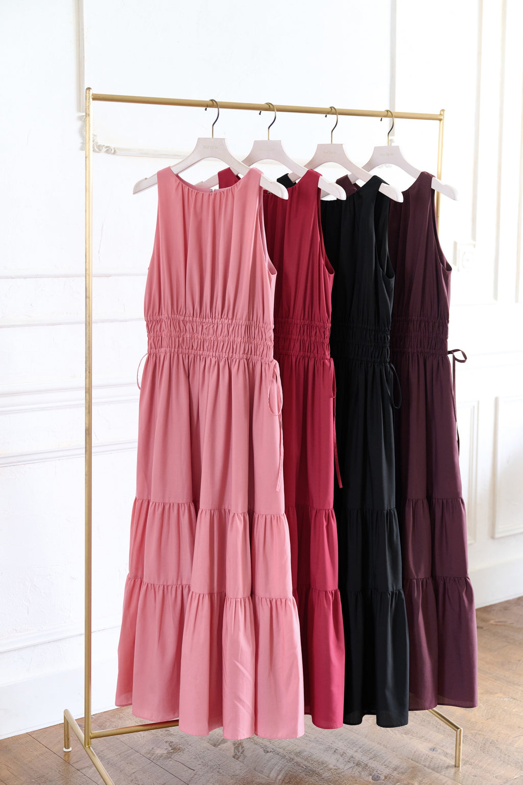 【最終】Riviera Bow Tiered Long Dress 新品 9月上旬発送】【brown】Riviera Bow Tiered Long Dress