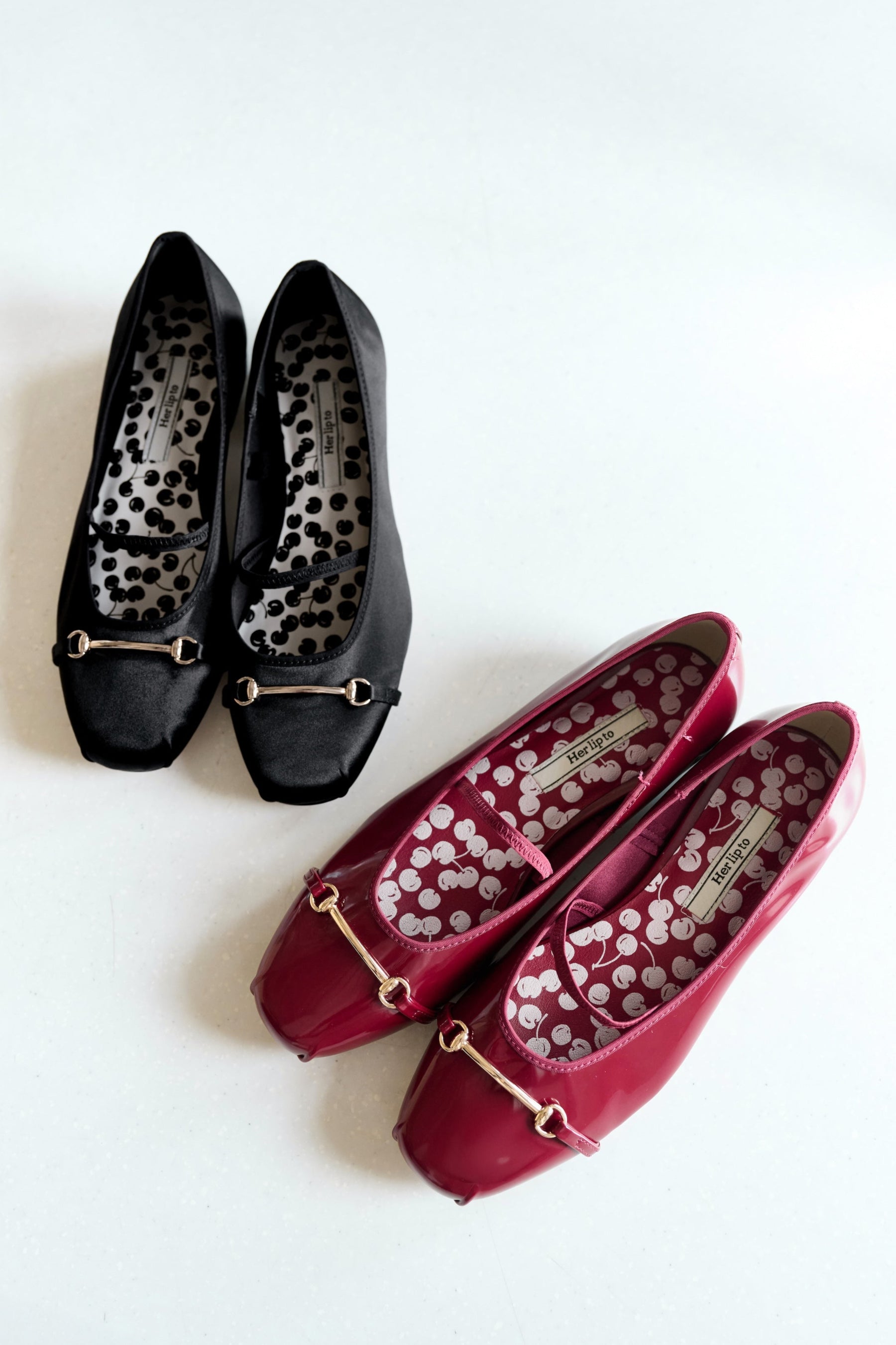 【6月中旬発送】Cherry-Patterned Mary Jane Flats
