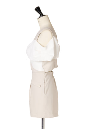 Bicolor Ribbon-Motif Romper