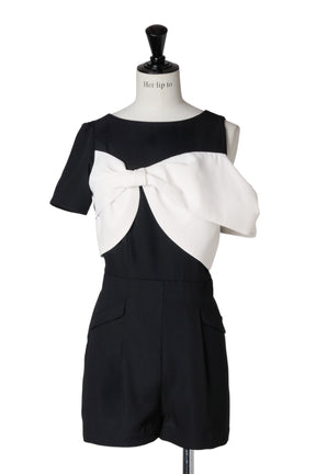 Bicolor Ribbon-Motif Romper