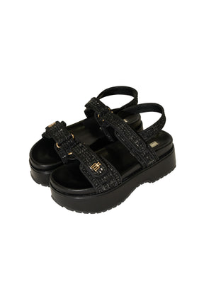 【6月下旬発送】Trois Tweed Platform Sandals