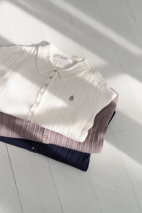 [New color] Trois Rib Knit Polo Top