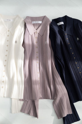 [New color] Trois Rib Knit Polo Top