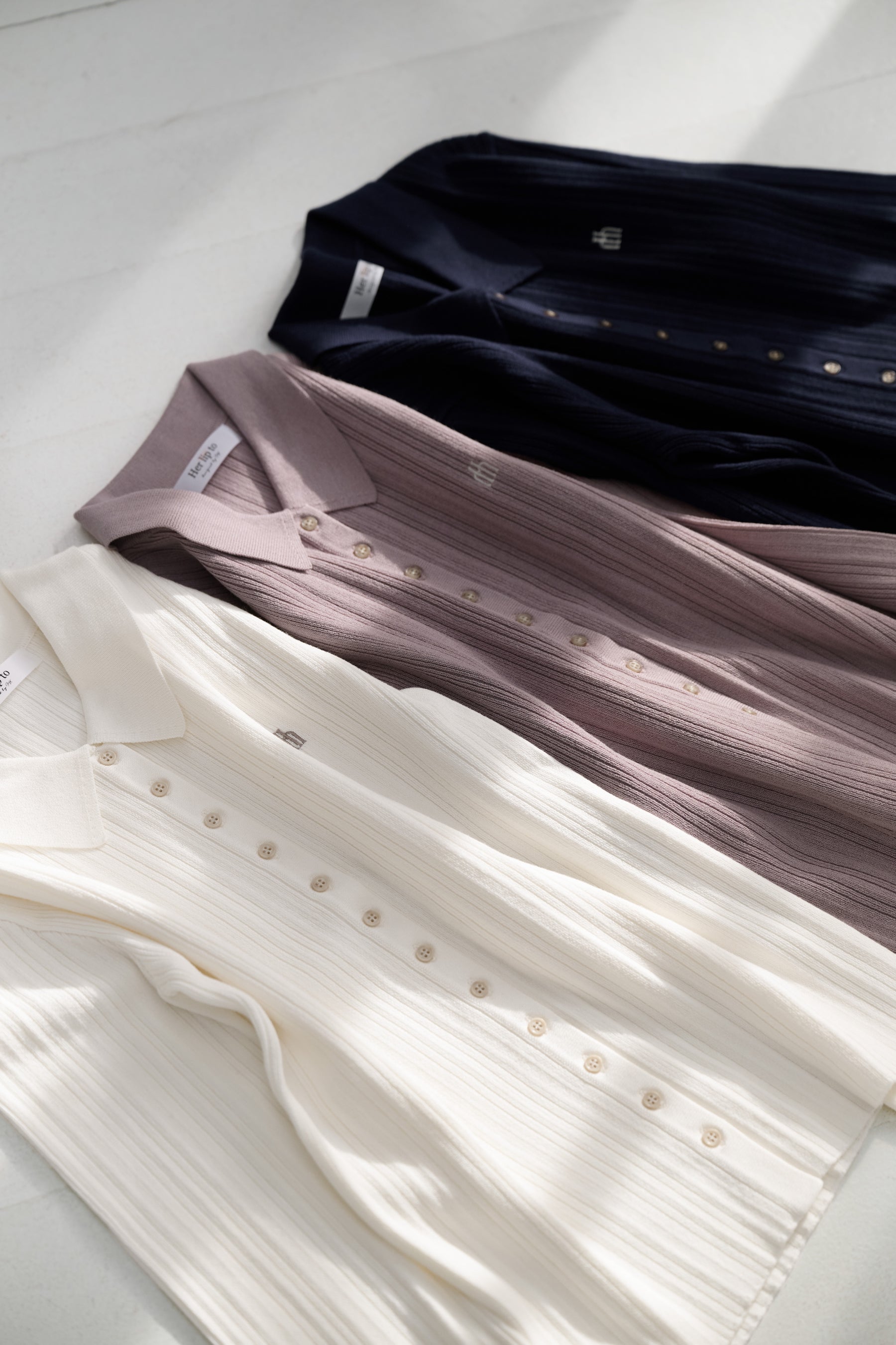 [New color] Trois Rib Knit Polo Top