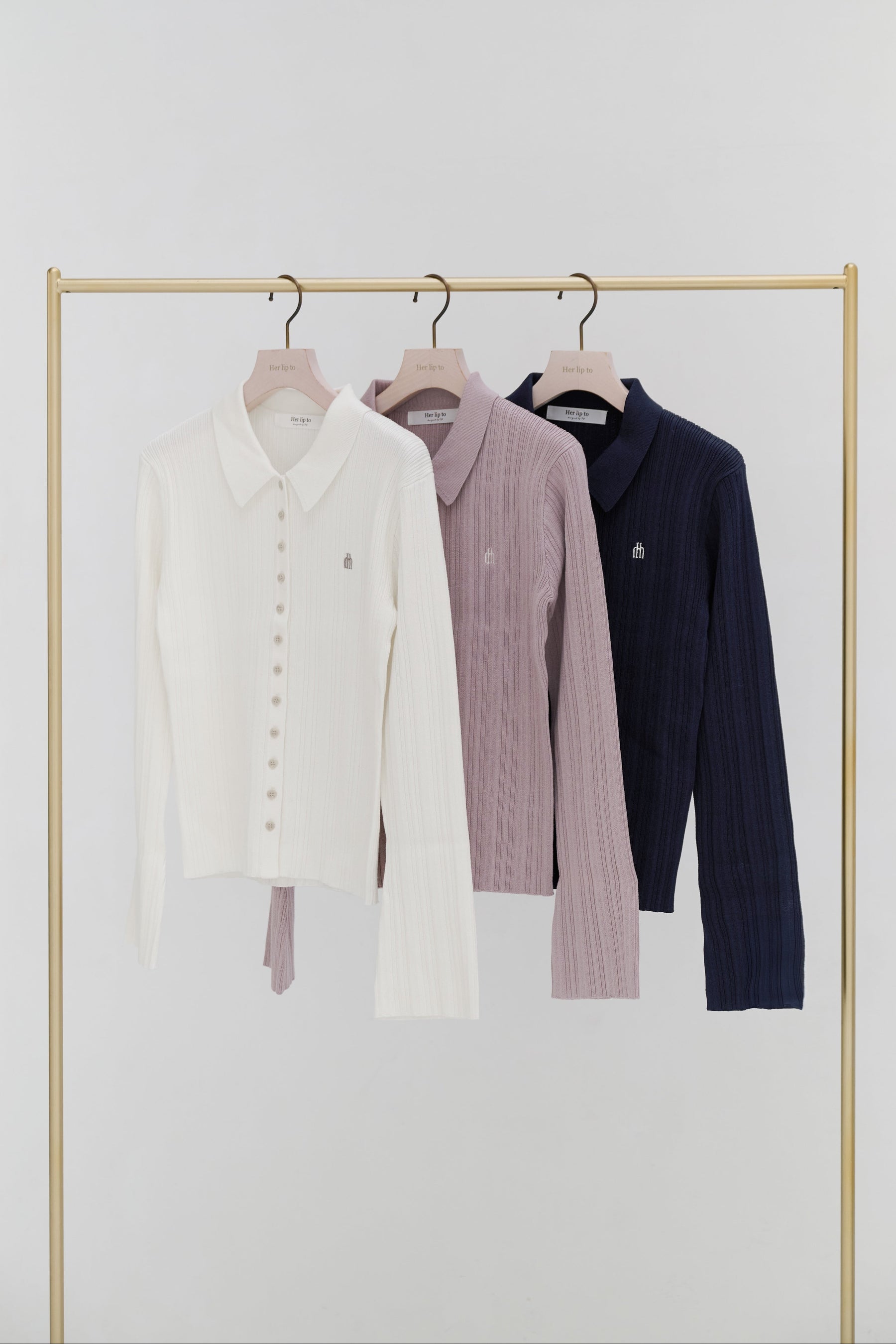 [New color] Trois Rib Knit Polo Top