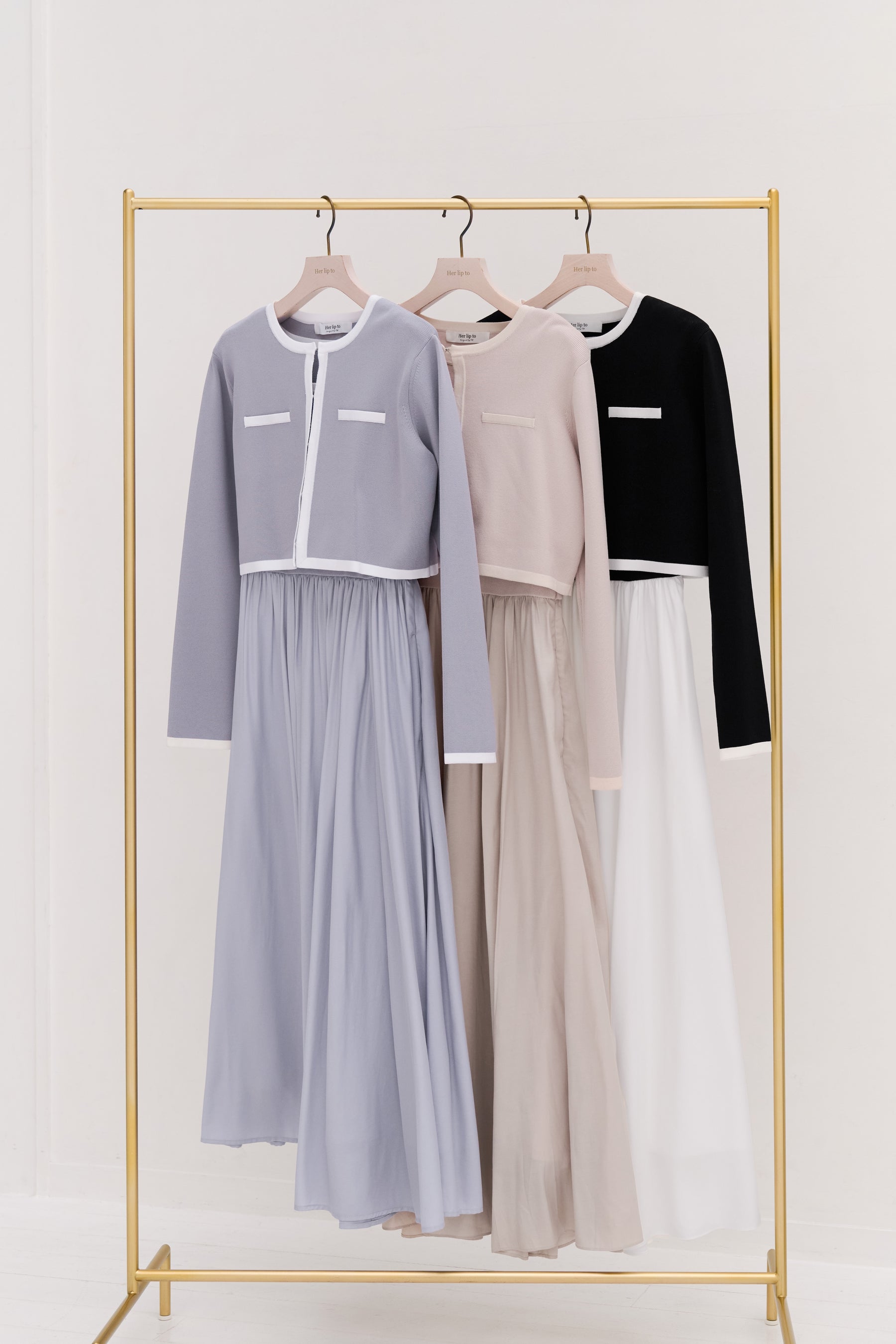 【2月上旬發送】【新色】Bicolor Knit Dress Set