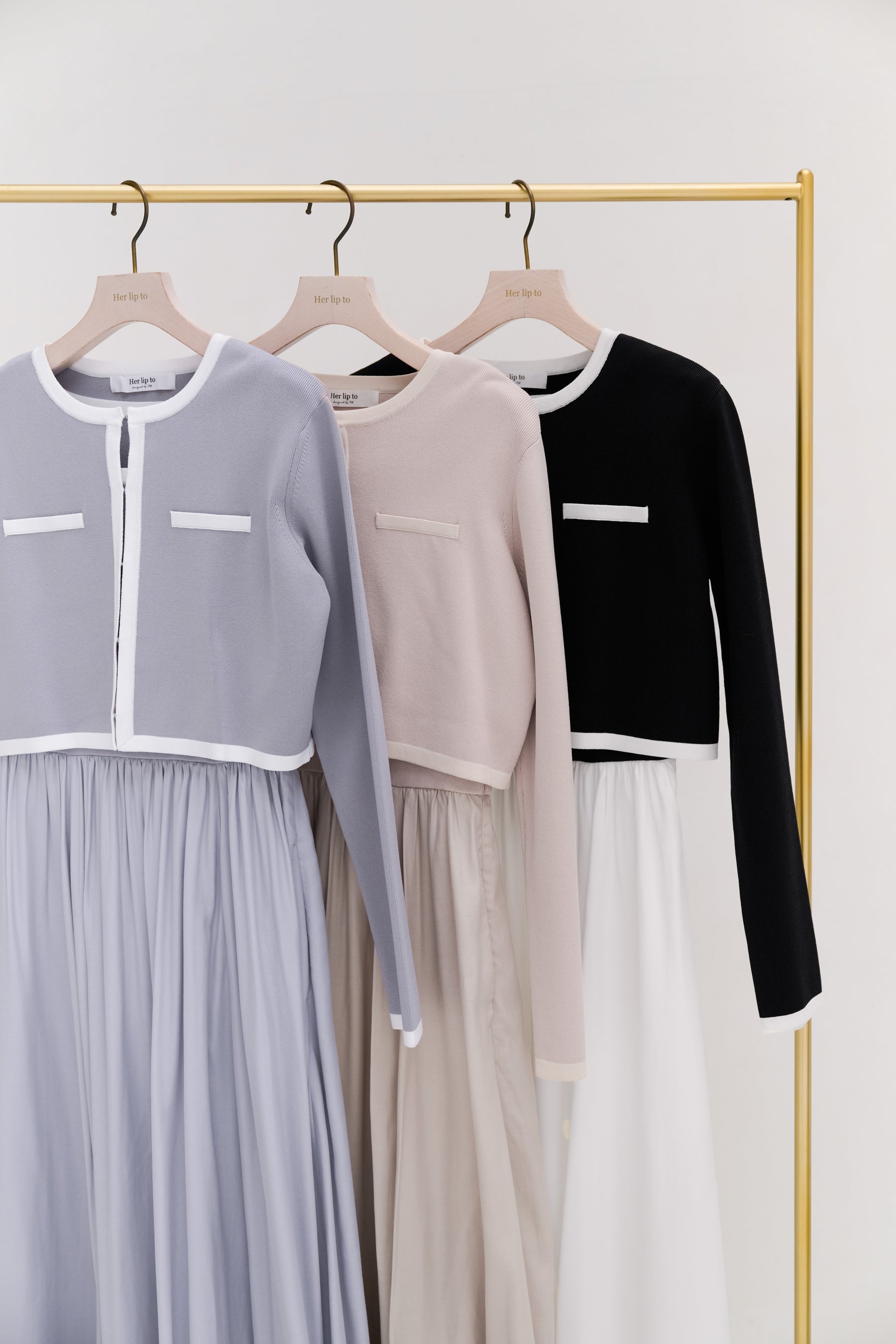 【2月上旬發送】【新色】Bicolor Knit Dress Set