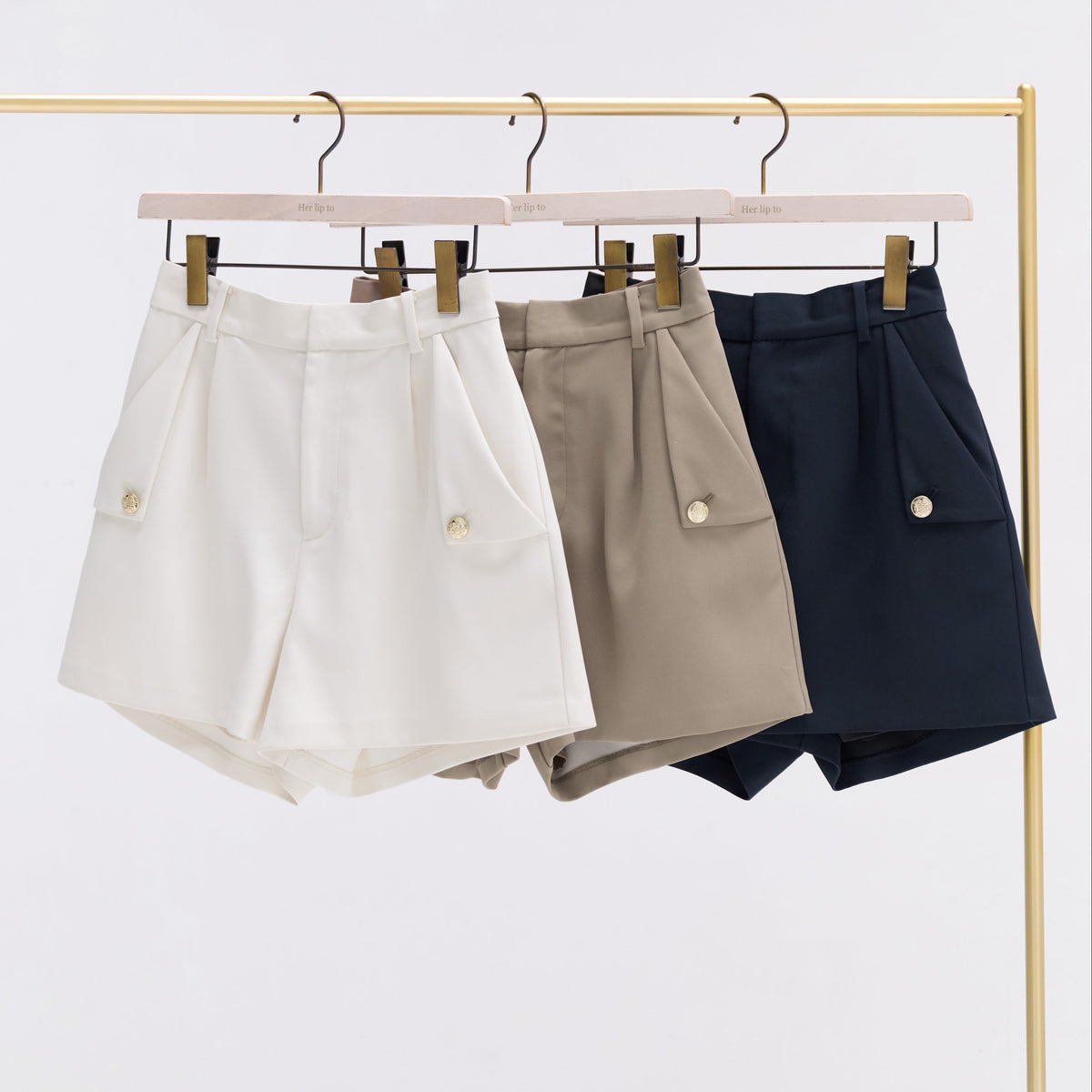 Gold Button Flap Shorts