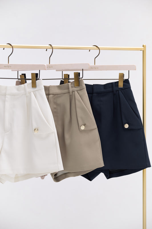 Gold Button Flap Shorts
