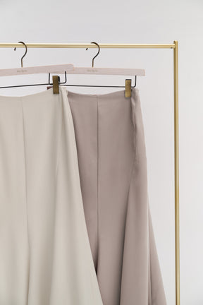 Asymmetric Hem Satin Skirt