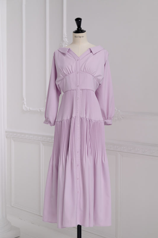 【2月上旬発送】【新色】Pleated Open Shirt Dress