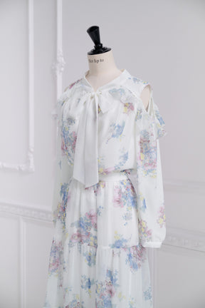 【2月下旬發送】【新色】Isaline Bow-Tie Floral Blouse