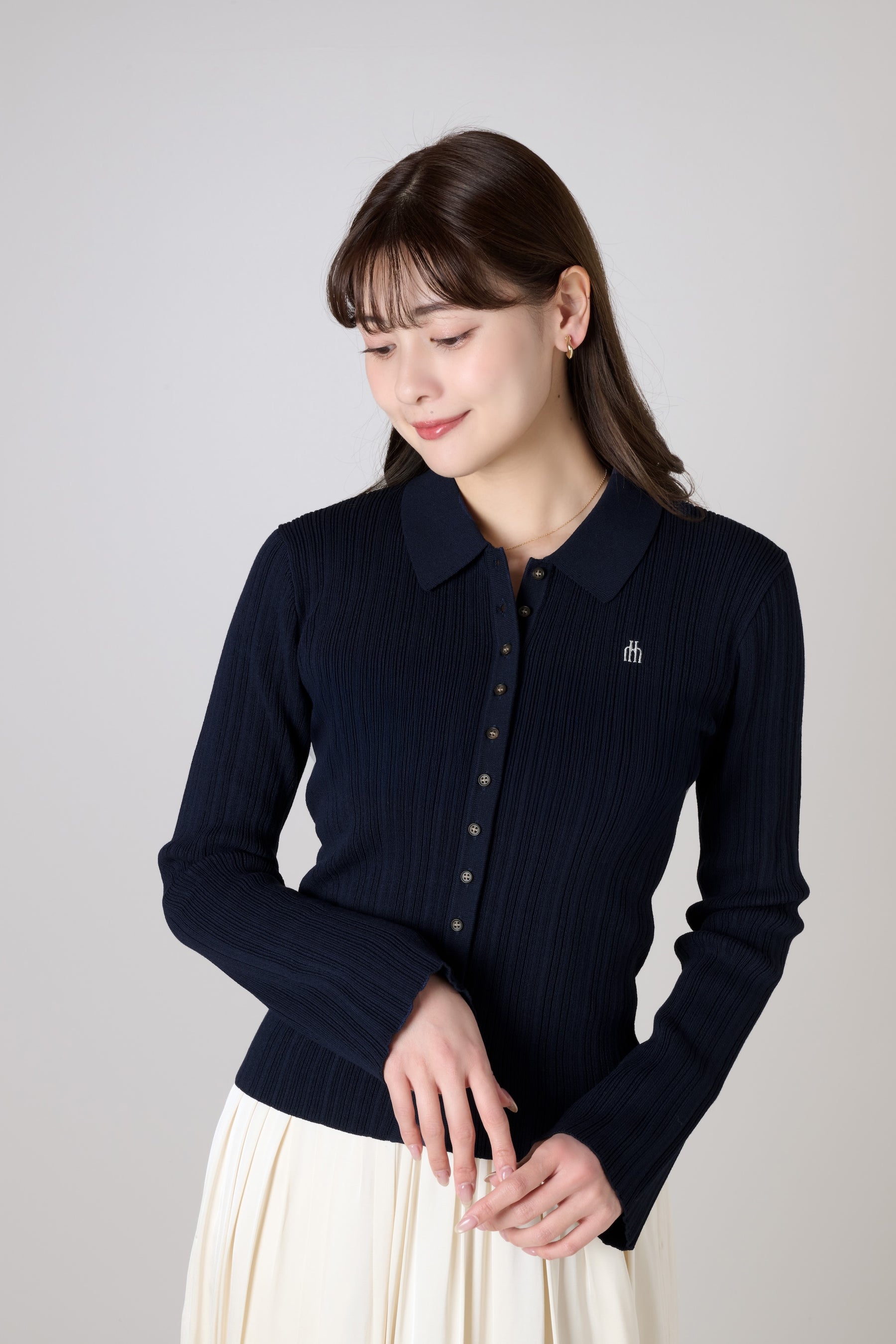 [New color] Trois Rib Knit Polo Top
