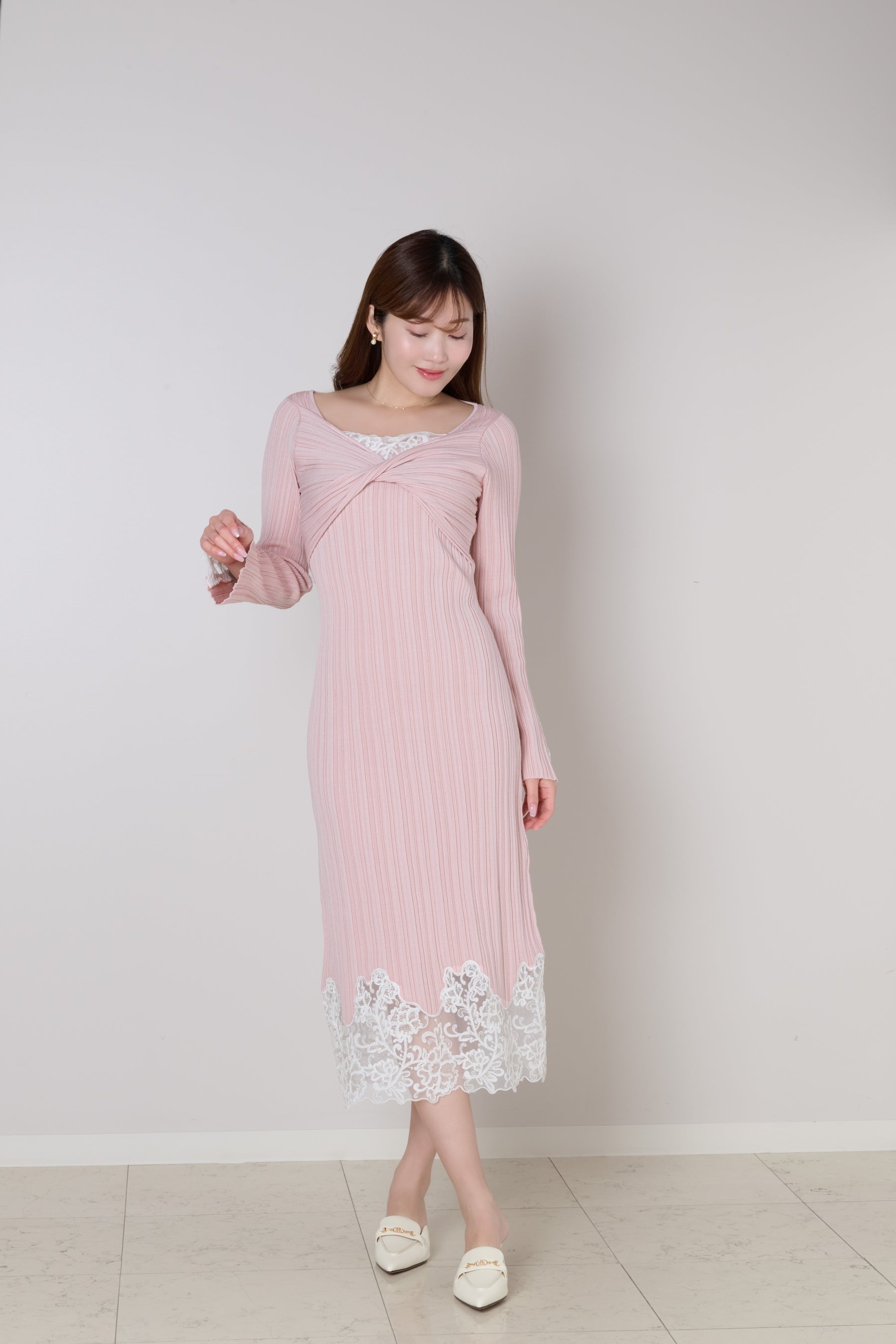 Lilou Lace Hem Knit Dress