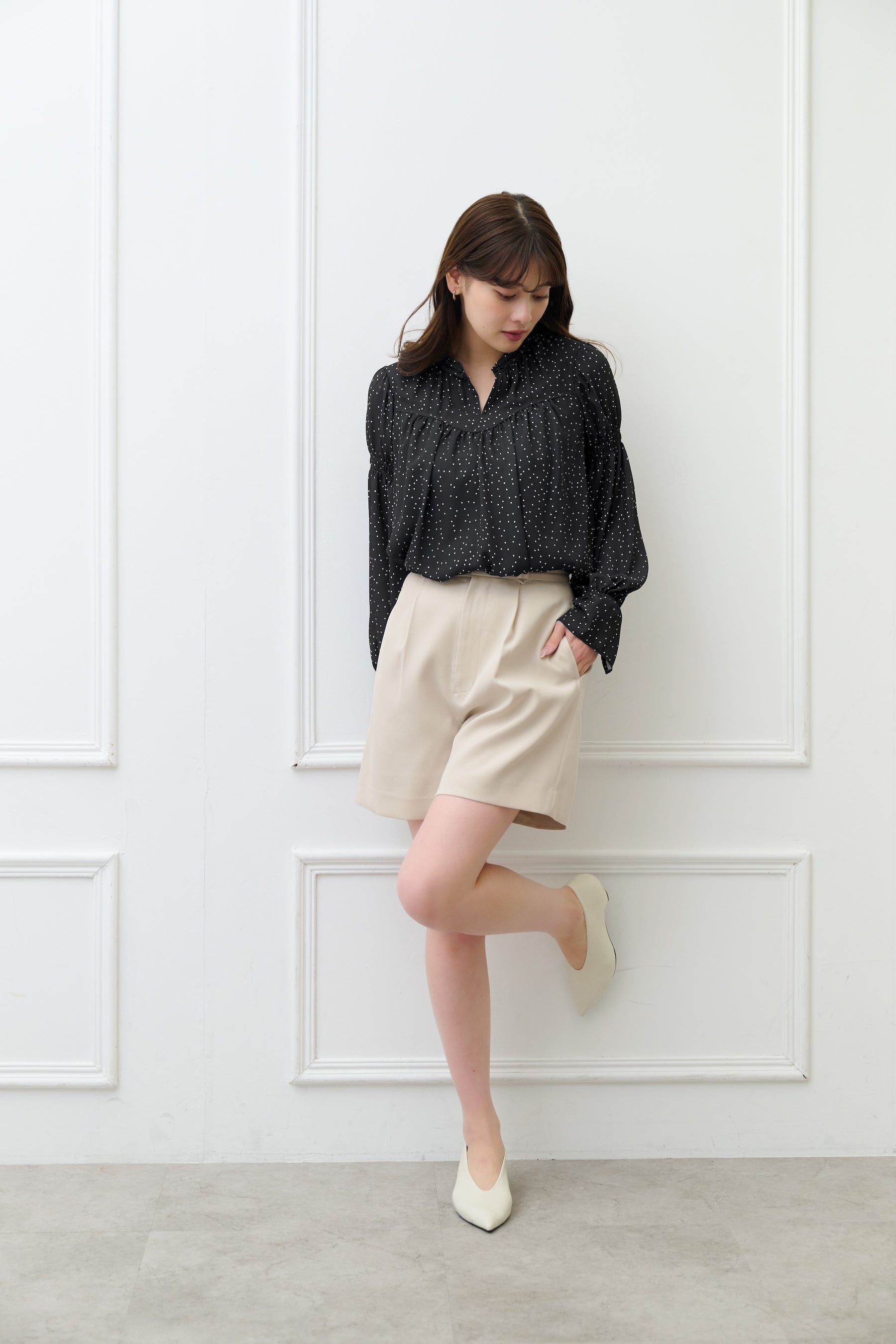 Tucked Twill Bermuda Shorts