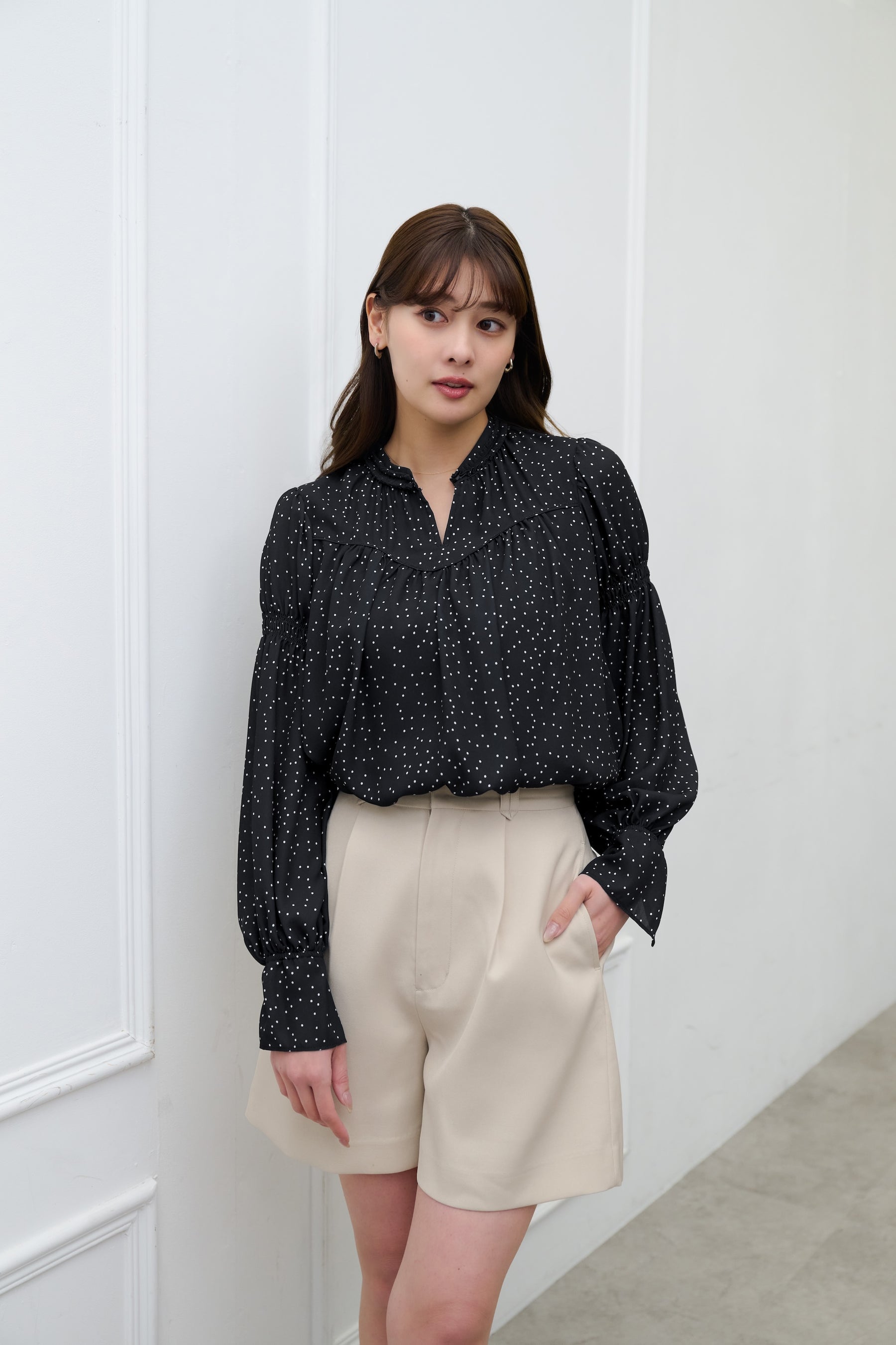 Tucked Twill Bermuda Shorts