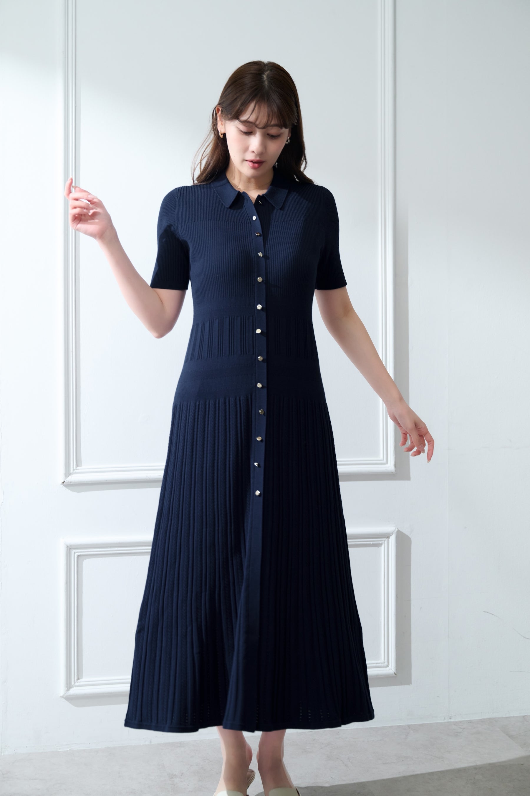 Eyelet Polo Knit Dress