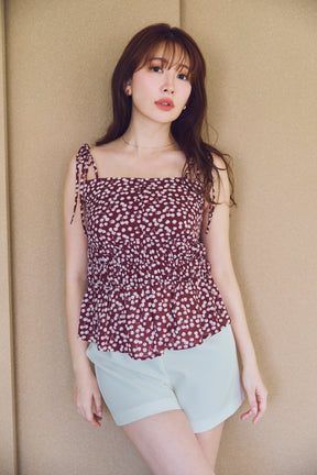 [New Color] Cherry Pattern Strap Top