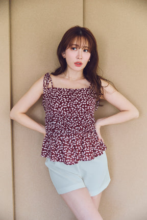 [New Color] Cherry Pattern Strap Top