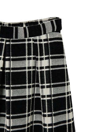 Windowpane Checked Volume Skirt