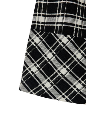 Windowpane Checked Volume Skirt