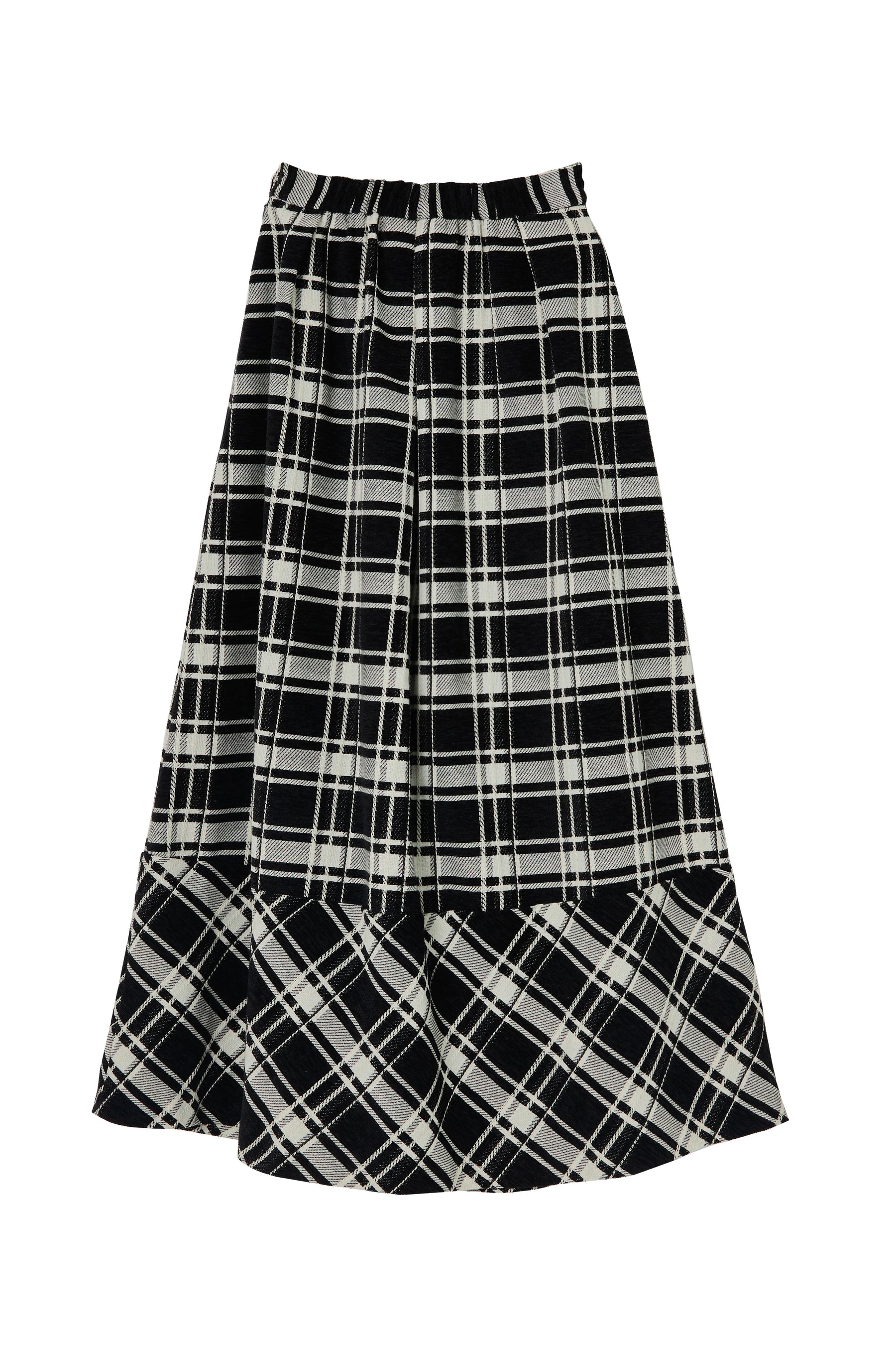 Windowpane Checked Volume Skirt