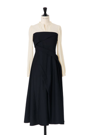 【10月中旬発送】Bicolor Draped Dress