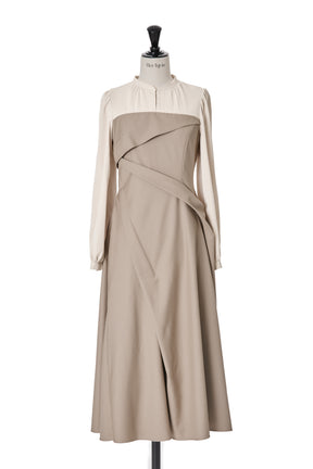 【10月中旬発送】Bicolor Draped Dress