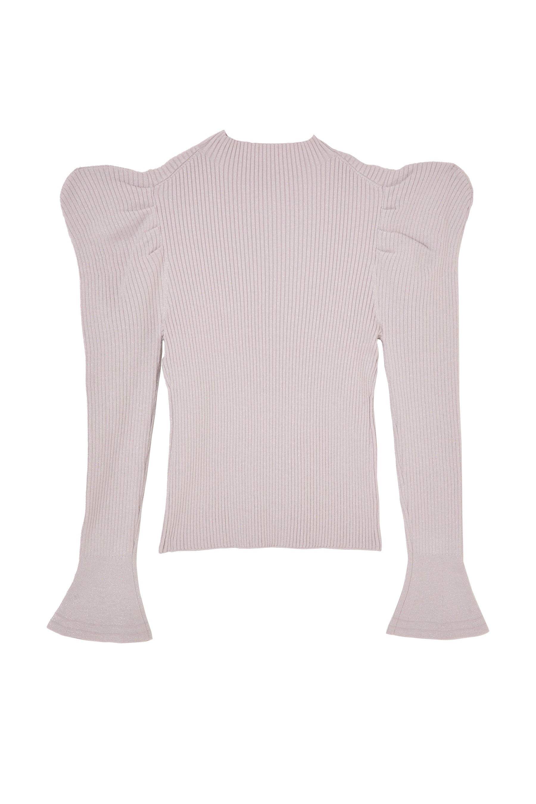 Volume-Sleeve Glitter Knit Top