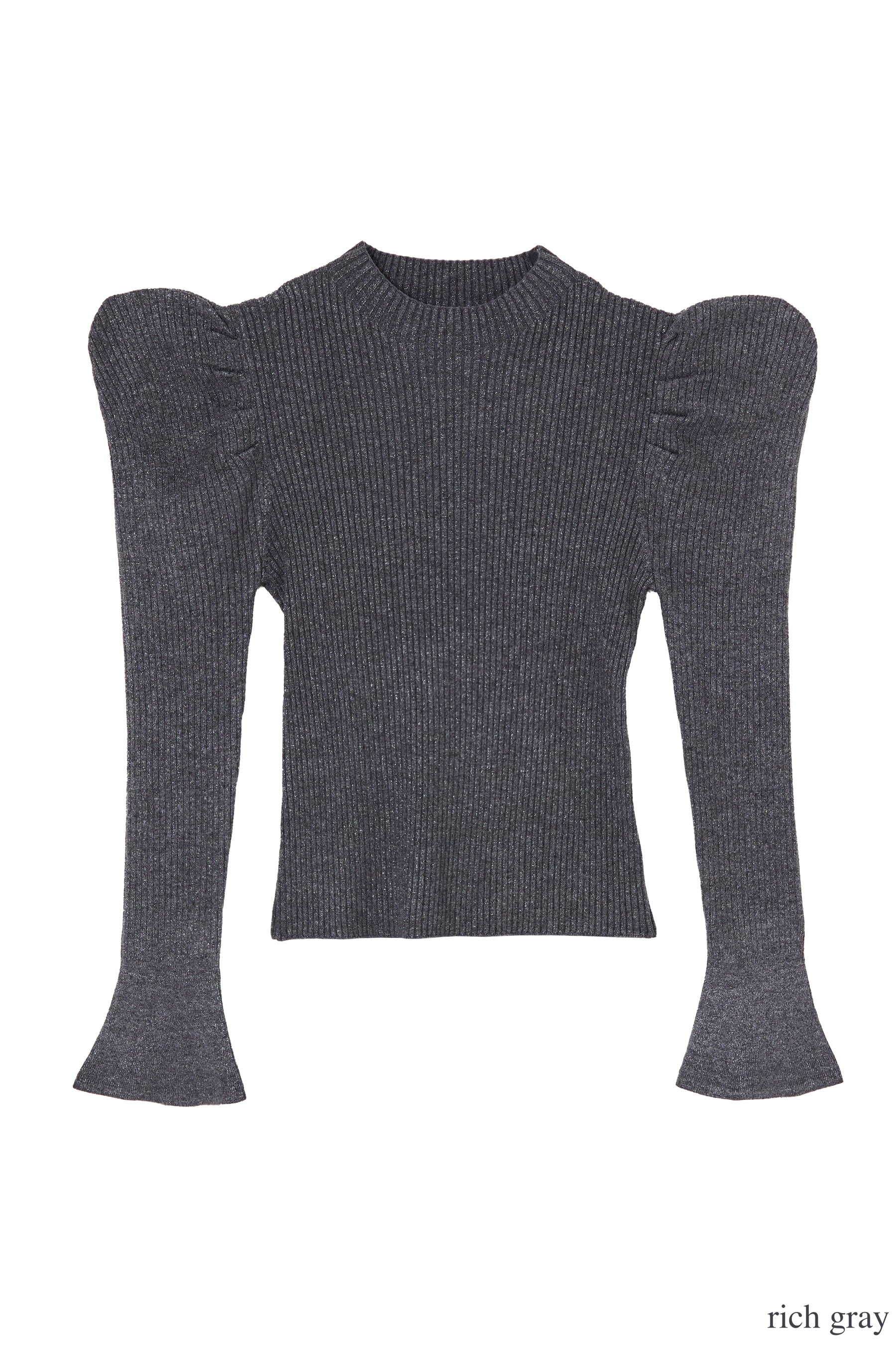 【新色】Volume-Sleeve Glitter Knit Top