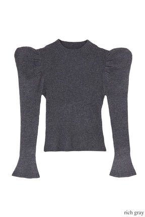 【新色】Volume-Sleeve Glitter Knit Top