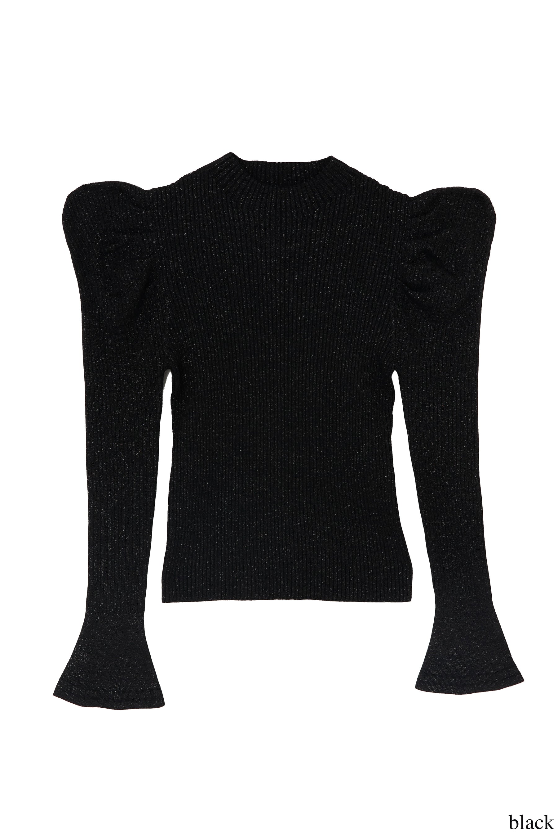 【新色】Volume-Sleeve Glitter Knit Top