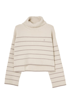 [New Color] Striped Turtleneck Knit Pullover