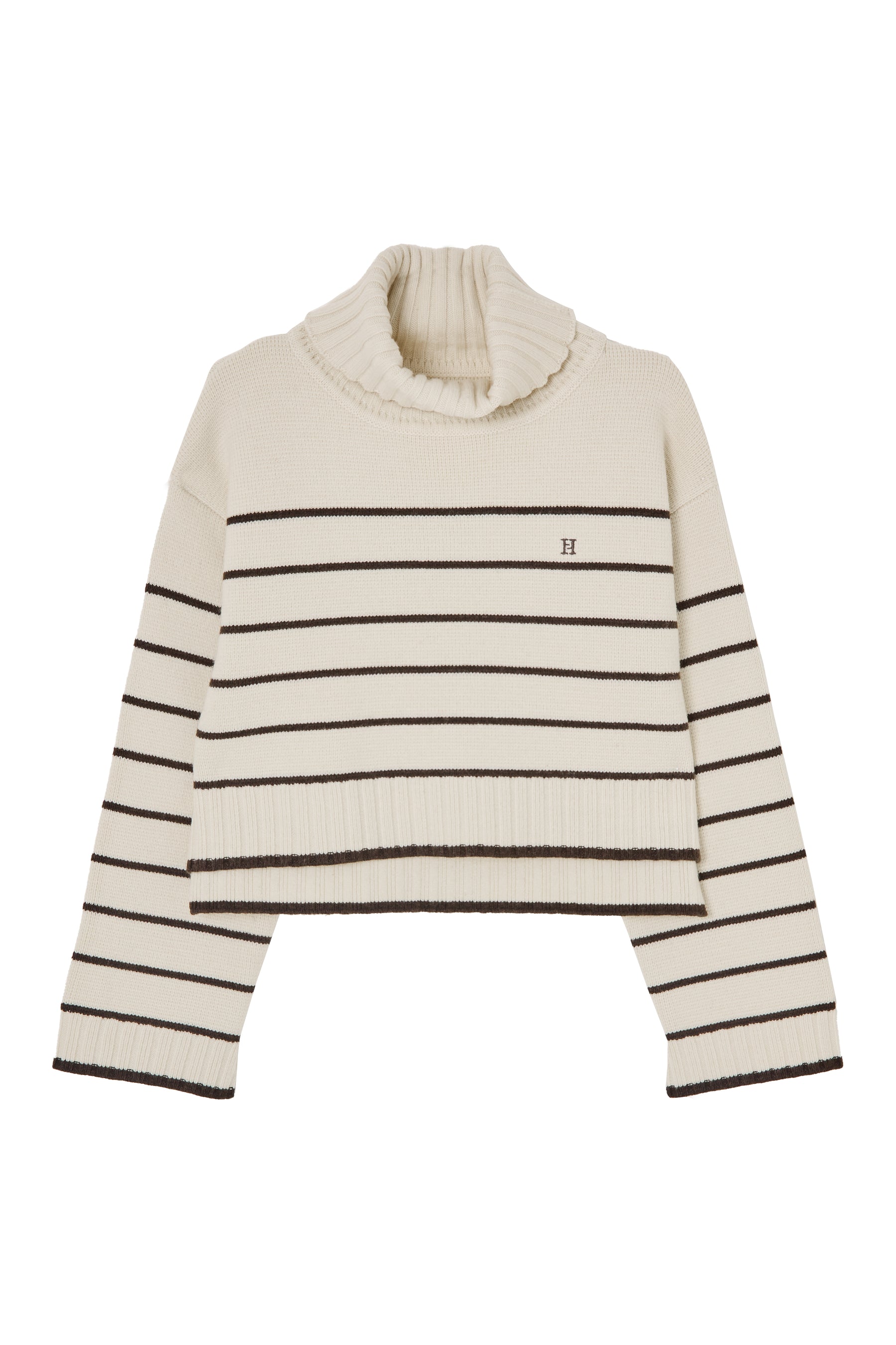 [New Color] Striped Turtleneck Knit Pullover